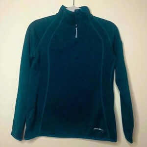 ☀️EDDIE BAUER Quarter Zip Up Blue Fleece Pullover Sweater